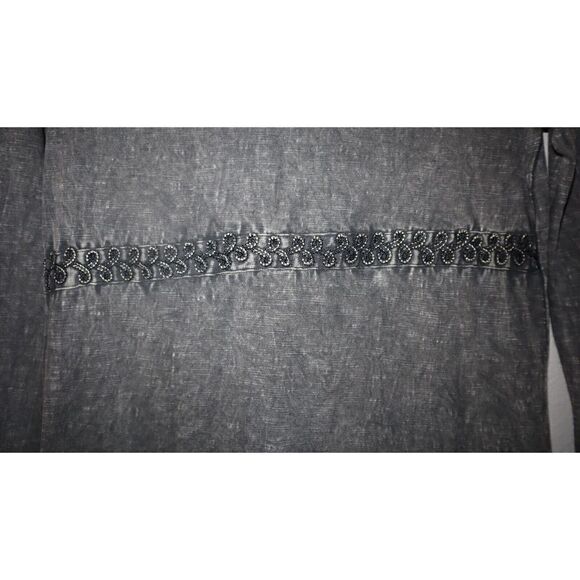 Anthropologie RAGA Women's Sz S Black Embroidered Ruffled Hem & Cuffs Dress - Picture 7 of 14